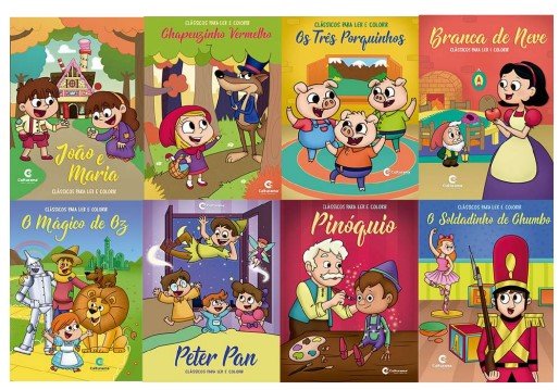 Livro Ler E Colorir Clássicos 8 Capas Sortidas