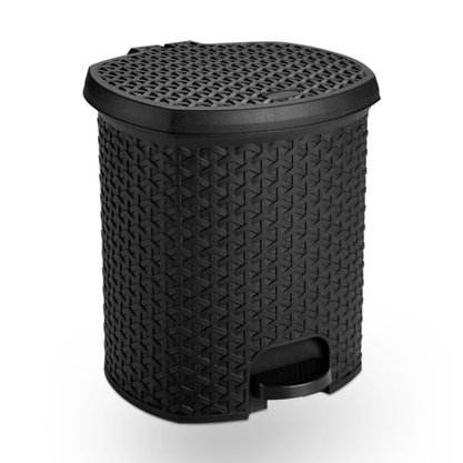 Lixeira Com Pedal 6 Litros Rattan Cor Preto Plasnorthon
