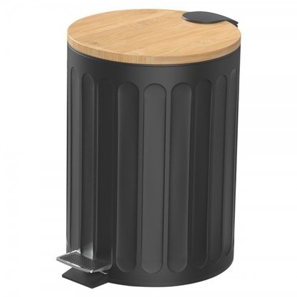 Lixeira Pedal 5L Tampa De Bambu Clink