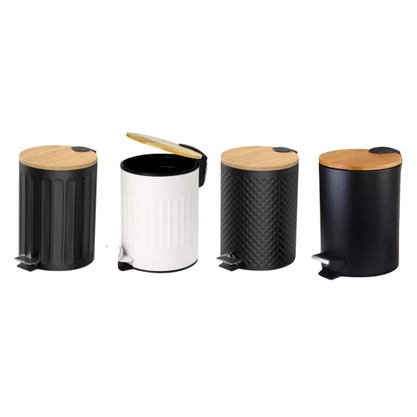 Lixeira Pedal 5L Tampa De Bambu Clink
