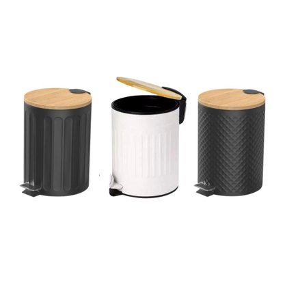Lixeira Pedal 5L Tampa De Bambu Clink