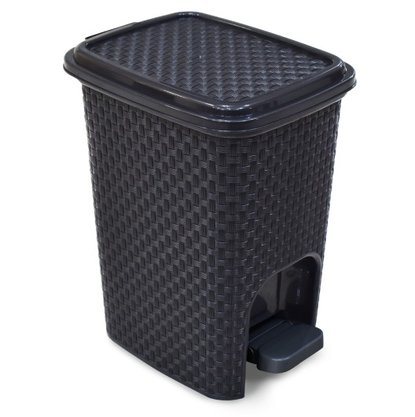 Lixeira Rattan 7L Com Pedal Preto