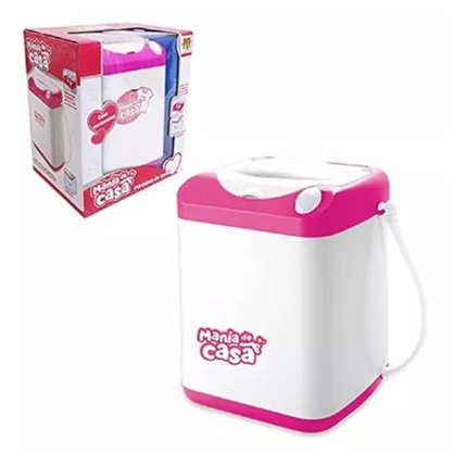 Máquina De Lavar Roupas De Brinquedo Mania De Casa Cor Rosa Com Branco DM Brasil