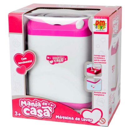 Máquina De Lavar Roupas De Brinquedo Mania De Casa Cor Rosa Com Branco DM Brasil
