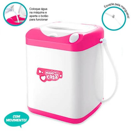 Máquina De Lavar Roupas De Brinquedo Mania De Casa Cor Rosa Com Branco DM Brasil
