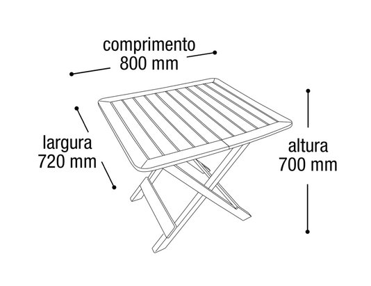 Mesa Quadrada Dobrável Preta Arqplast