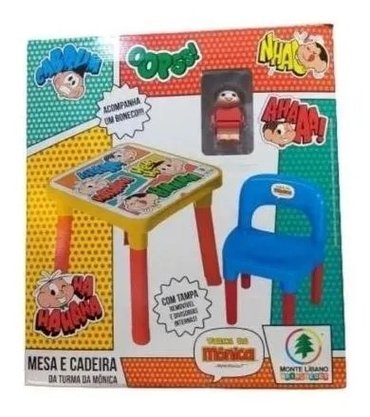 Mesinha Infantil Com Cadeira E Boneco Turma Da Mônica