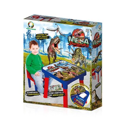 Mesinha Infantil Com Cadeira Dinossauros Plástico