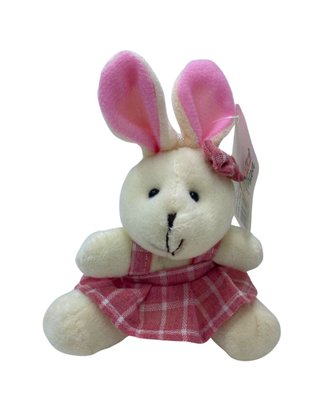 Mini Coelho De Pelúcia Fêmea Xadrez 14cm