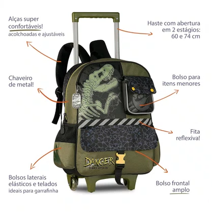 Mochila De Rodinha T-Rex Attack