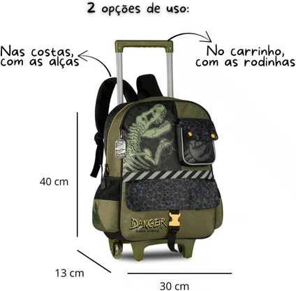 Mochila De Rodinha T-Rex Attack