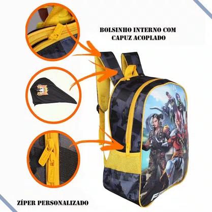 Mochila Infantil Costas Free Fire Estampada Clio Style
