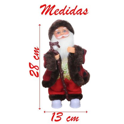 Papai Noel Cajado Musical Movimento 4 Leds Natal