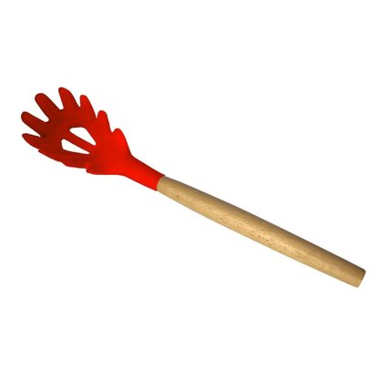Pegador De Massa Silicone Cabo De Madeira 31cm Vermelho