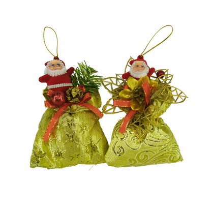 Pendente Natalino Saco E Papai Noel 14cm