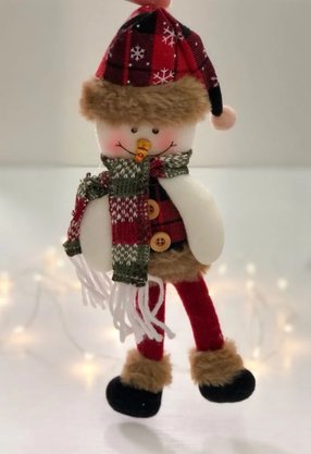 Pendente Pelúcia Natal 29cm Papai Noel E Boneco de Neve
