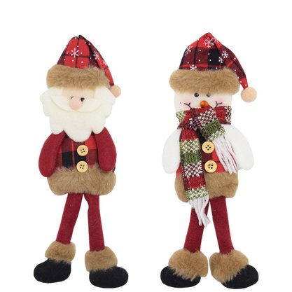 Pendente Pelúcia Natal 29cm Papai Noel E Boneco de Neve