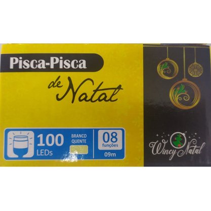 Pisca-Pisca 8 Funções 100 Lâmpadas LED Branco Quente 220V Fartex
