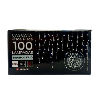 Pisca-Pisca Cascata 100 Led Branco Frio 8 Funções 220V