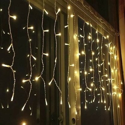Pisca-Pisca Cascata 100 Led Branco Quente 8 Funções 220V