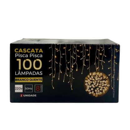 Pisca-Pisca Cascata 100 Led Branco Quente 8 Funções 220V