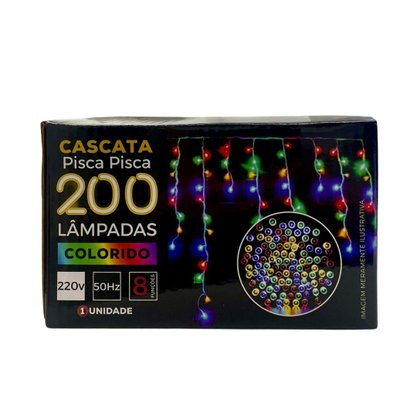 Pisca-Pisca Cascata 200 Led Colorido 8 Funções 220V