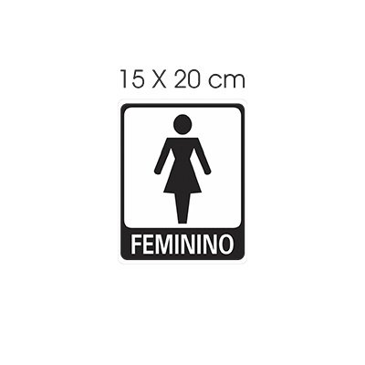 Placa Sanitário Feminino 15x20cm Preto