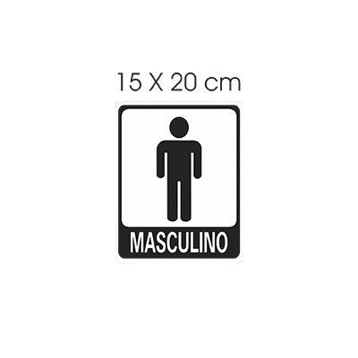 Placa Sanitário Masculino 15x20cm Preto