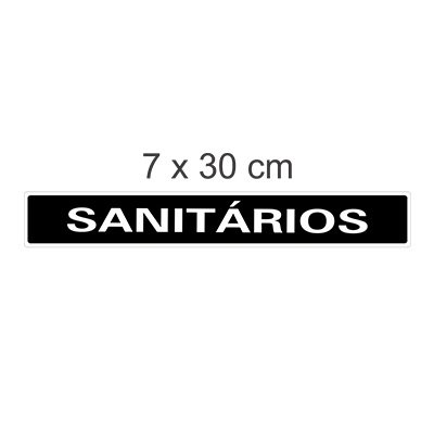 Placa Sanitários 7x30cm Fundo Preto