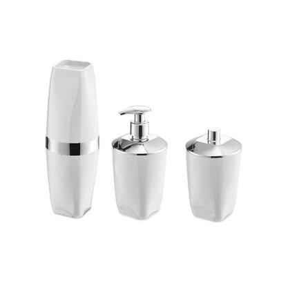 Porta Sabonete Líquido Premium Branco Metalizado