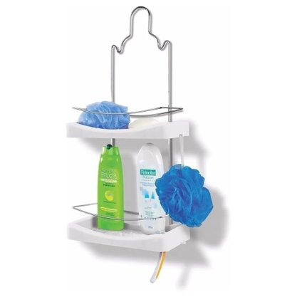 Porta Shampoo Duplo Cromado Branco