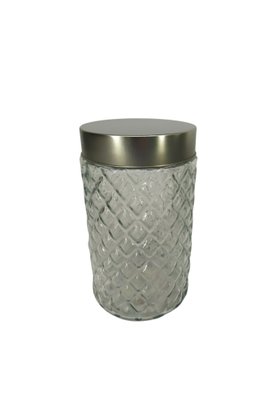 Pote De Vidro Com Tampa 1,1L Diamond Prata