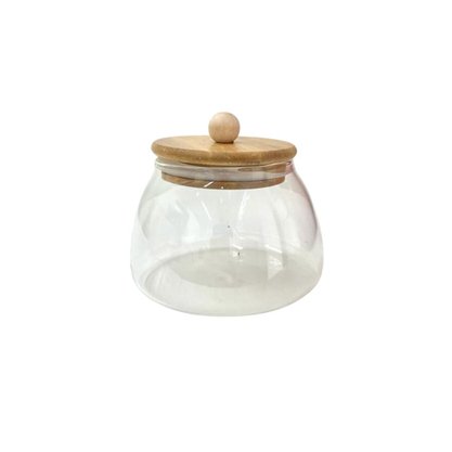 Pote De Vidro Com Tampa Bambu 450ml