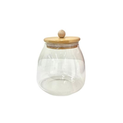 Pote De Vidro Com Tampa Bambu 600ml