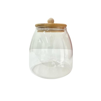 Pote De Vidro Com Tampa Bambu 850ml