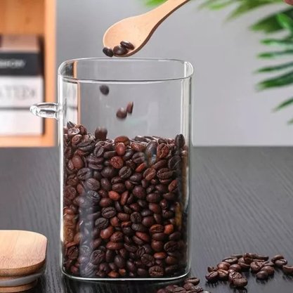 Pote De Vidro Com Tampa E Colher De Bambu 550ml