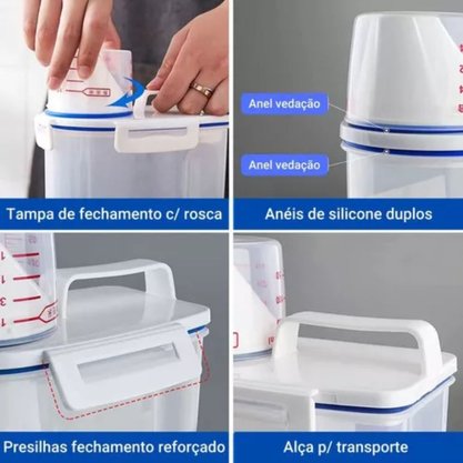 Pote Hermético Com Medidor Plástico PP 1,5 Litros Clink
