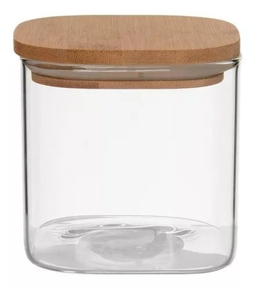 Pote Hermético Com Tampa De Bambu 550ml