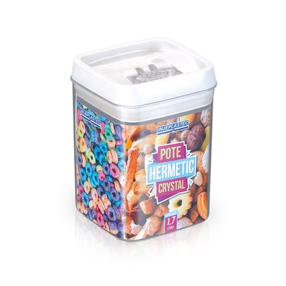 Pote Hermético Crystal Quadrado Médio 1,7L