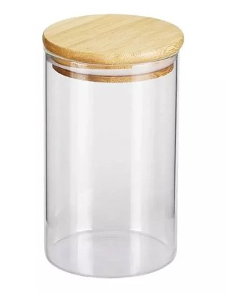 Pote Hermético De Vidro Com Tampa Bambu 900ml