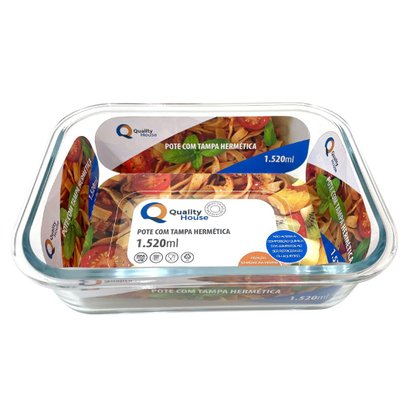Pote Hermético Vidro Retangular 1520ml Quality