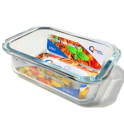 Pote Hermético Vidro Retangular 370ml Quality