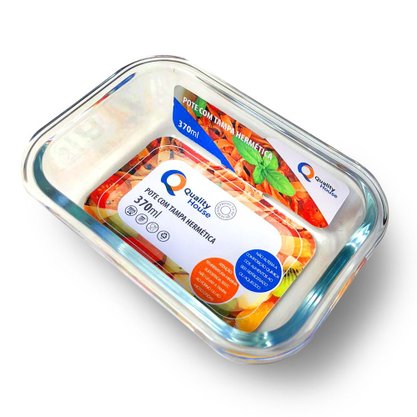 Pote Hermético Vidro Retangular 370ml Quality