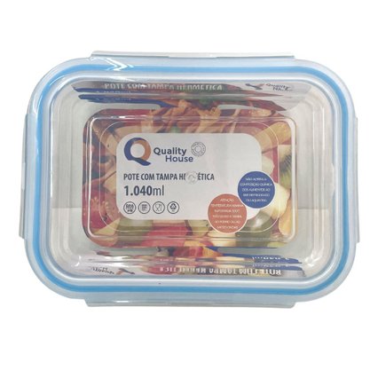 Pote Hermético Vidro Retangular 1040ml Quality
