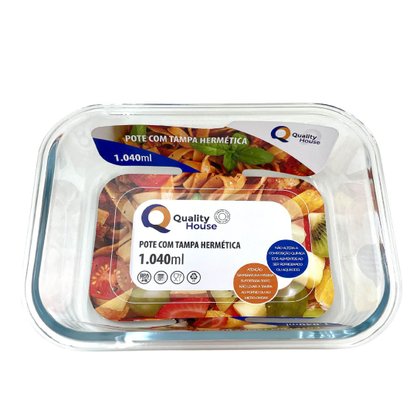 Pote Hermético Vidro Retangular 1040ml Quality