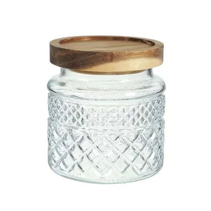 Pote Vidro Hermético 600ml Tampa Madeira