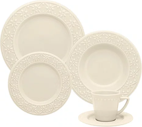 Pratos de Sobremesa Mendi Marfim Oxford 20 cm