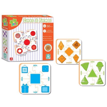 Quebra Cabeça Combinações De Madeira Cores E Formas 30 Peças