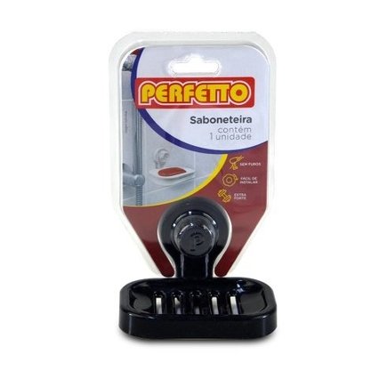 Saboneteira Preta Plástico Com Ventosa Preta
