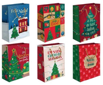 Sacola De Papel Presente De Natal 